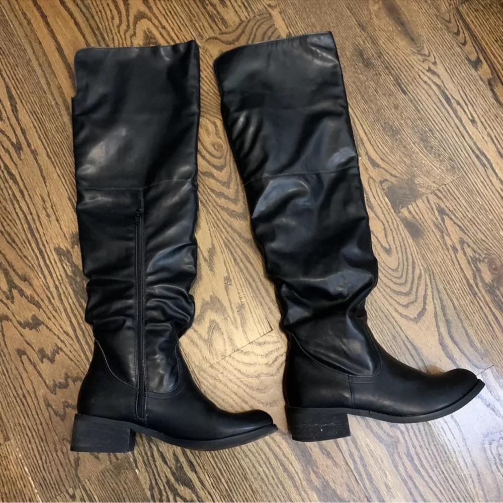 Penny Loves Kenny Womens Over The Knee Black Boots, Half Zip, Size 8.5